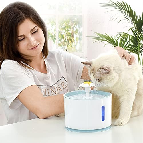 מזרקת מים לחיות מחמד צרפתית 80 עוז / 2.4 ליטר | מזרקת מים לחתולים לכלבים עם תצוגת מפלס מים / מתקן מים לכלבים
